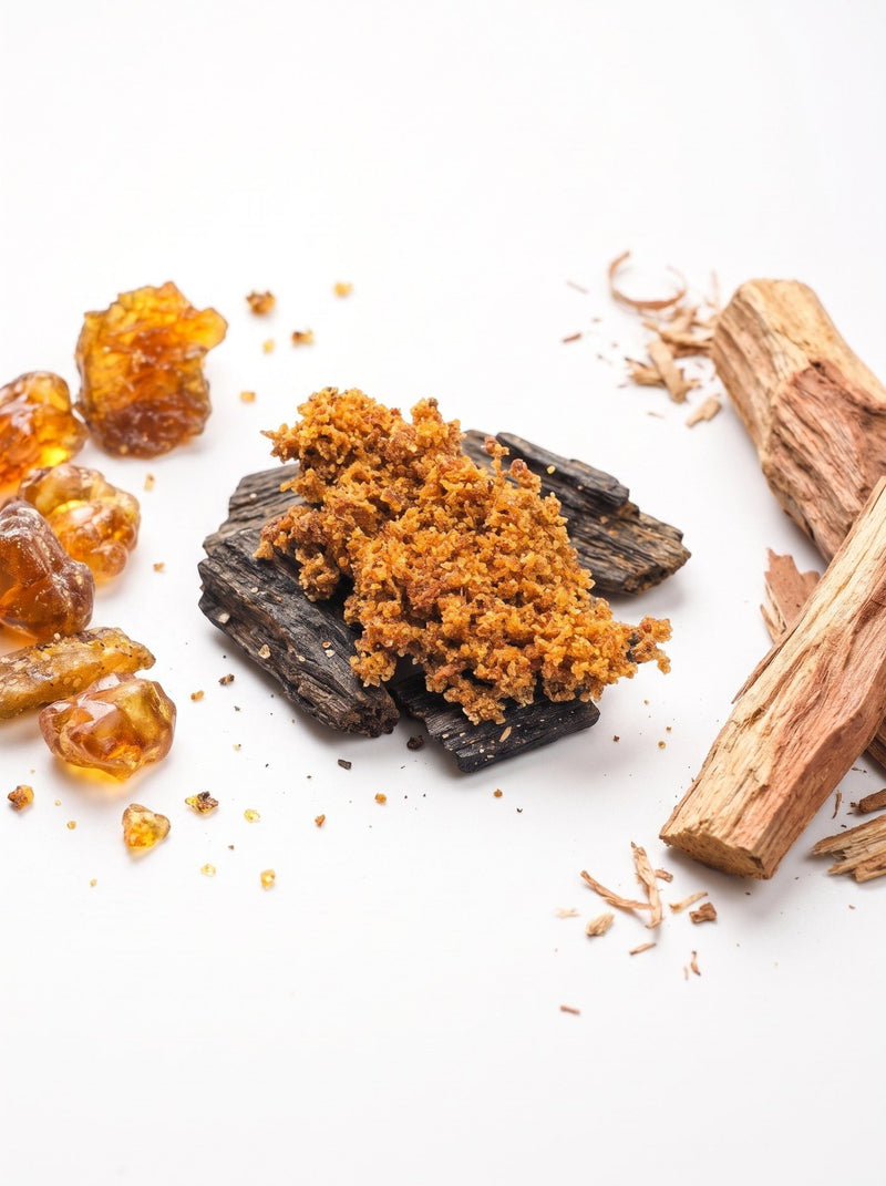 Sandalwood bakhoor with oud chips, amber resin and sandalwood sticks
